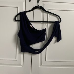 Navy crop top that ties on the side
